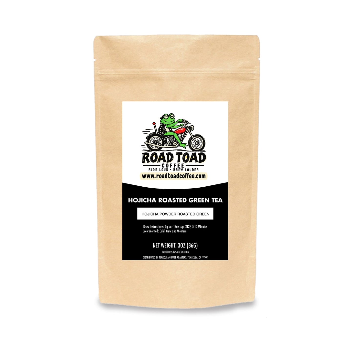 Bag of Hojicha Green Tea from Road Toad Coffee